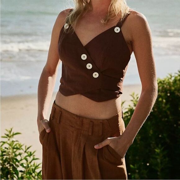 NWOT Free People A little tied up button accent tank top size XS - Picture 1 of 7